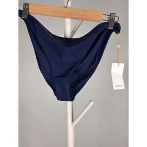 Quince Womens Recycled Nylon High-Cut Bikini Bottom Navy Blue Size Medium NWT
